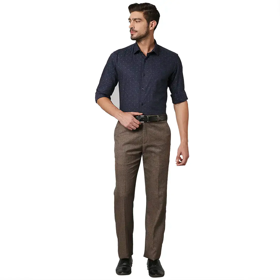Men Blue Slim Fit Checks Cotton Shirts - Image 5