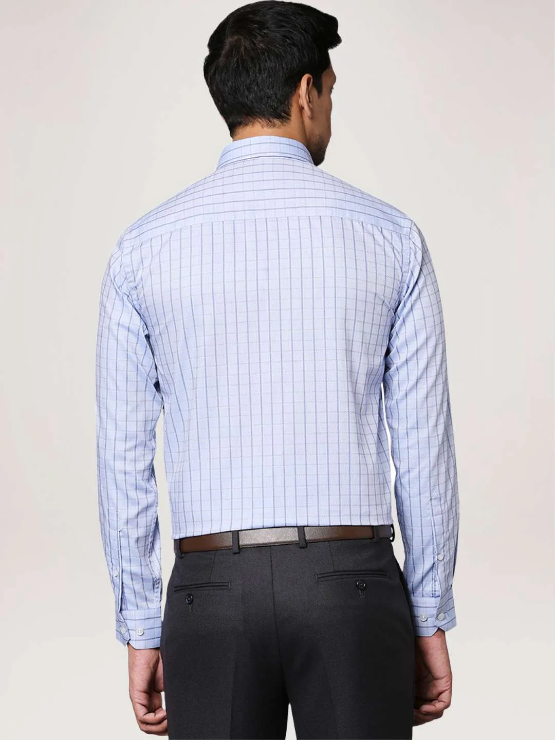 Men Blue Slim Fit Checks Cotton Shirts - Image 3