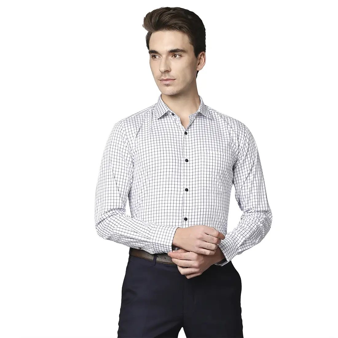 Men Blue Slim Fit Checks Cotton Shirts