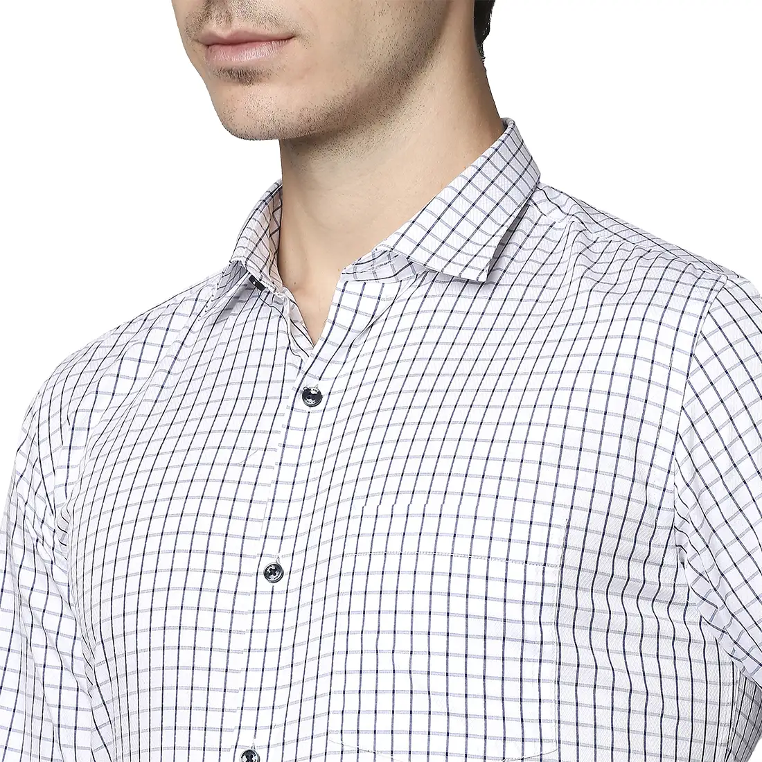 Men Blue Slim Fit Checks Cotton Shirts - Image 6
