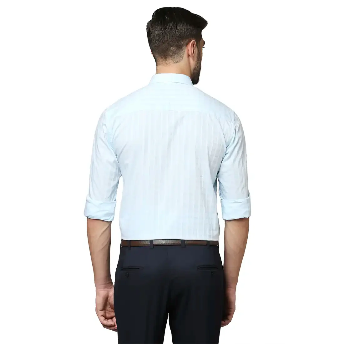 Men Blue Slim Fit Checks Cotton Shirts - Image 4