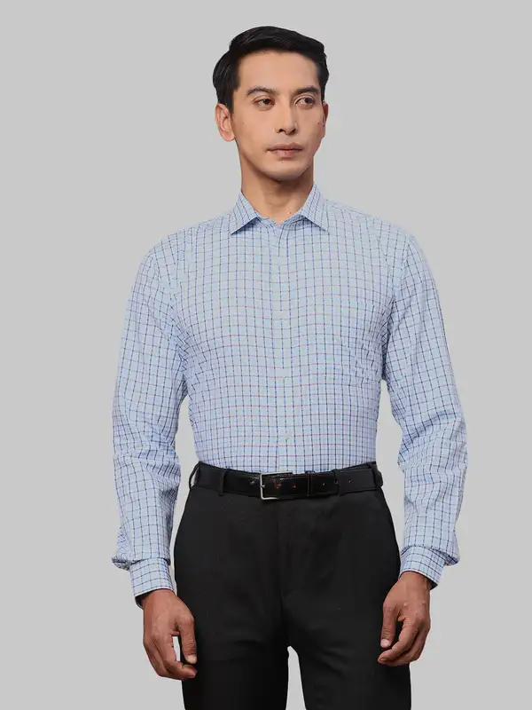 Men Blue Slim Fit Checks Cotton Shirts
