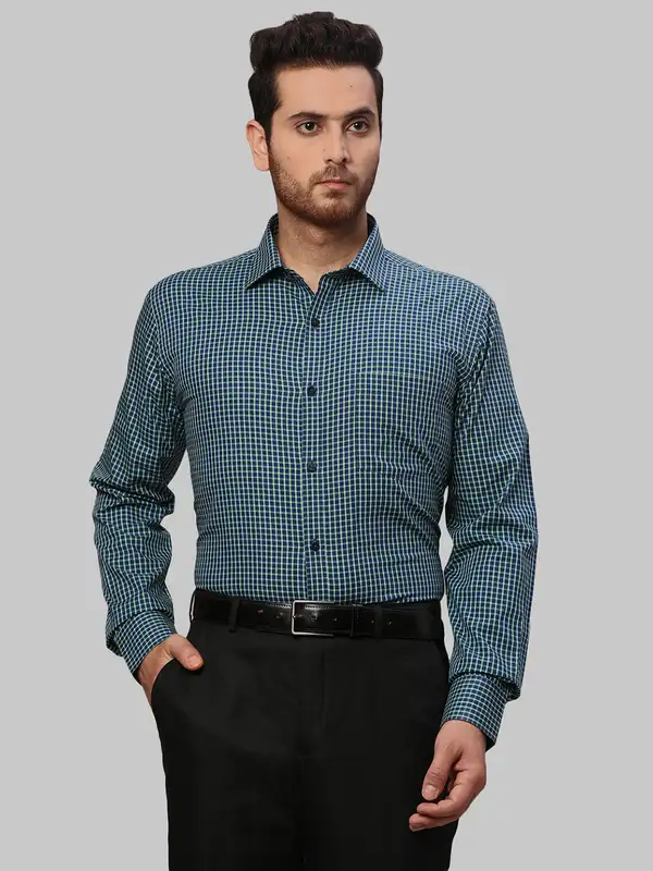Men Blue Slim Fit Checks Cotton Shirts