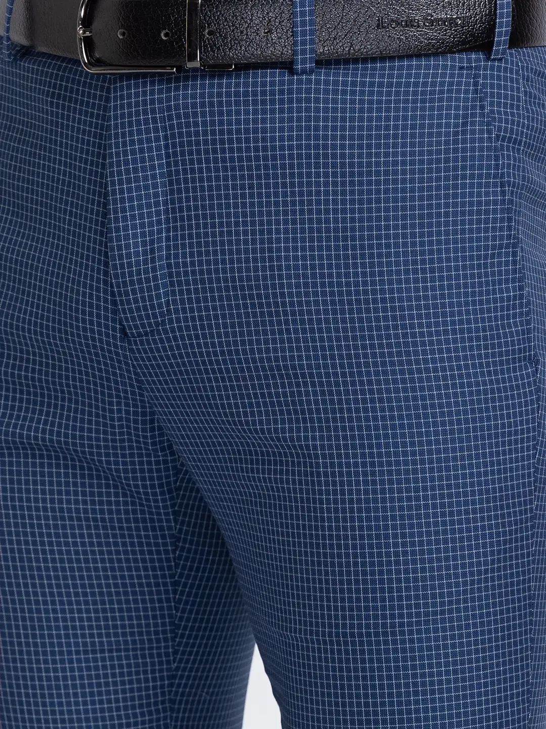 Men Blue Slim Fit Checks Polyester Blend Trouser - Image 6