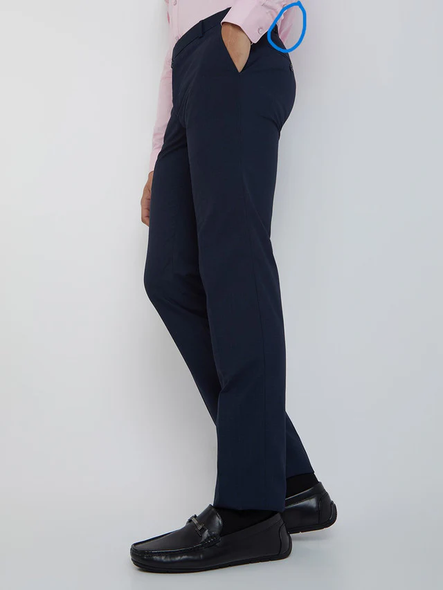 Men Blue Slim Fit Checks Polyester Blend Trouser - Image 3