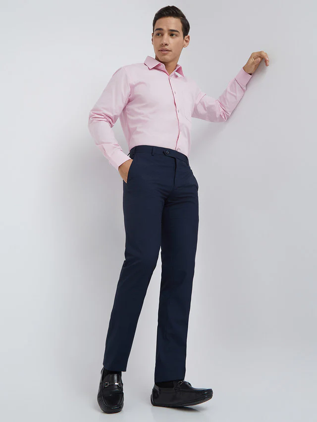 Men Blue Slim Fit Checks Polyester Blend Trouser - Image 6