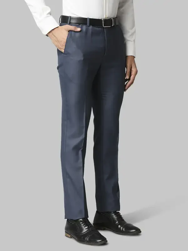 Men Blue Slim Fit Checks Polyester Blend Trouser - Image 2