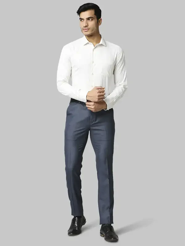 Men Blue Slim Fit Checks Polyester Blend Trouser - Image 5