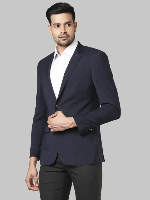 Men Blue Slim Fit Checks Small Polyester Blend Jackets - Image 3