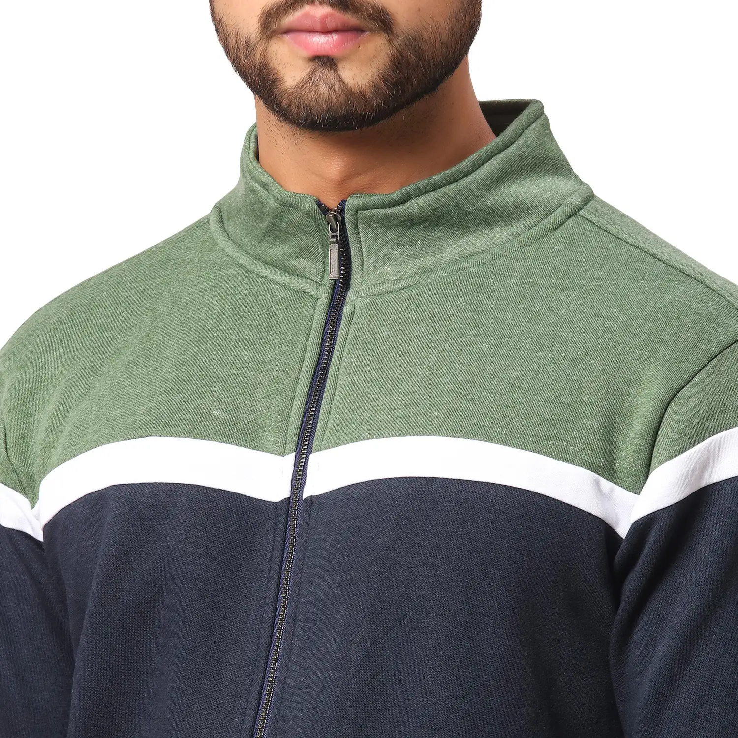 Men Blue Slim Fit Colorblock Polyester Blend Sweatshirts - Image 6