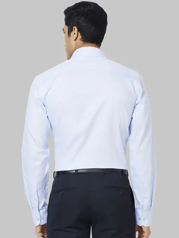 Men Blue Slim Fit Dobby Cotton Shirts - Image 5