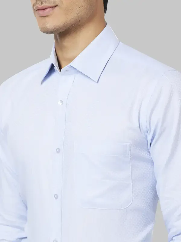 Men Blue Slim Fit Dobby Cotton Shirts - Image 7