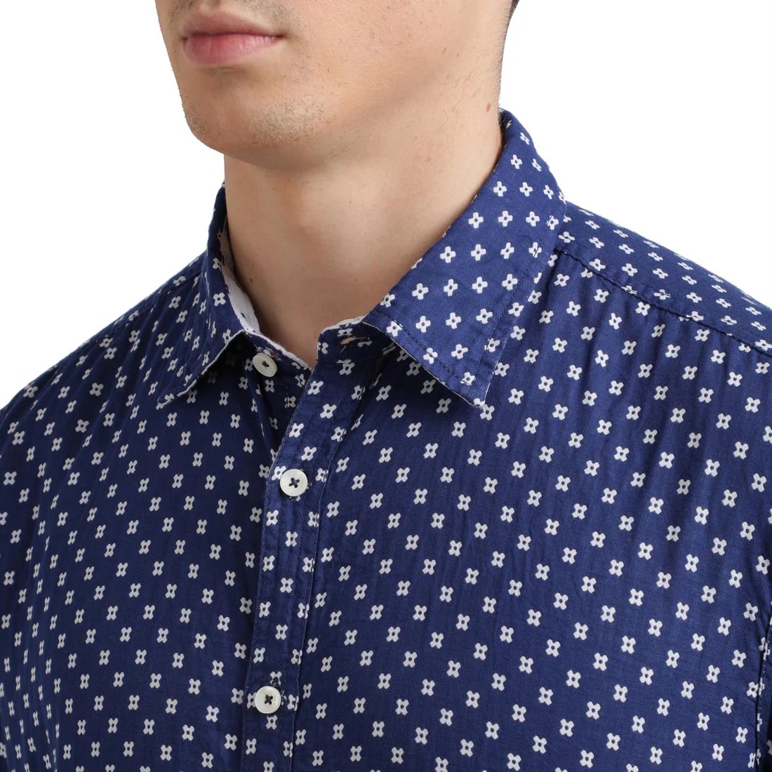 Men Blue Slim Fit Double Cloth Cotton Full Sleeve Shirts - Image 11