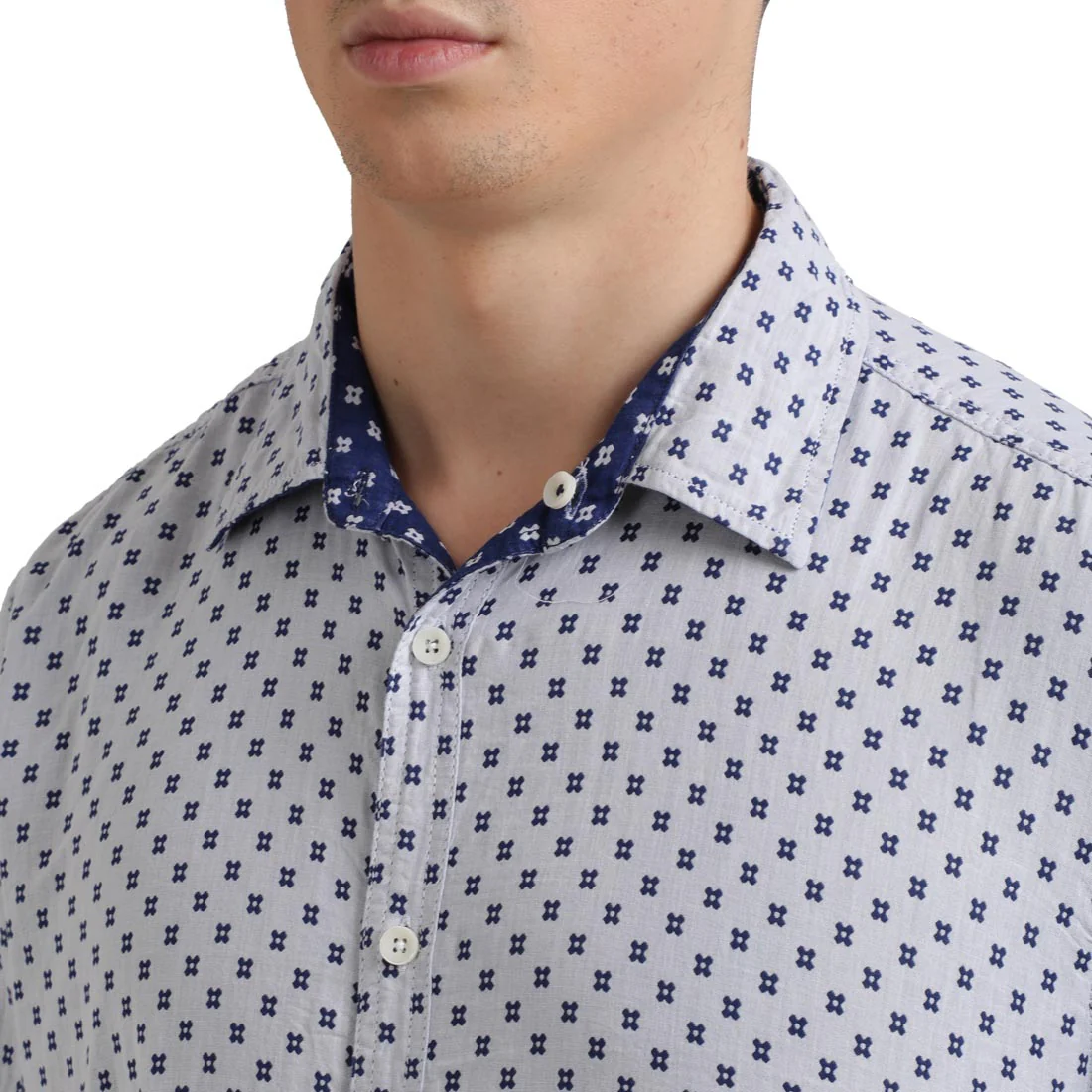 Men Blue Slim Fit Double Cloth Cotton Full Sleeve Shirts - Image 5