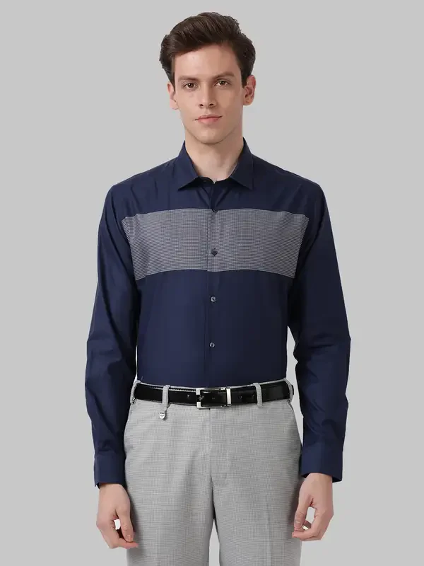Men Blue Slim Fit Engineered Cotton Shirts