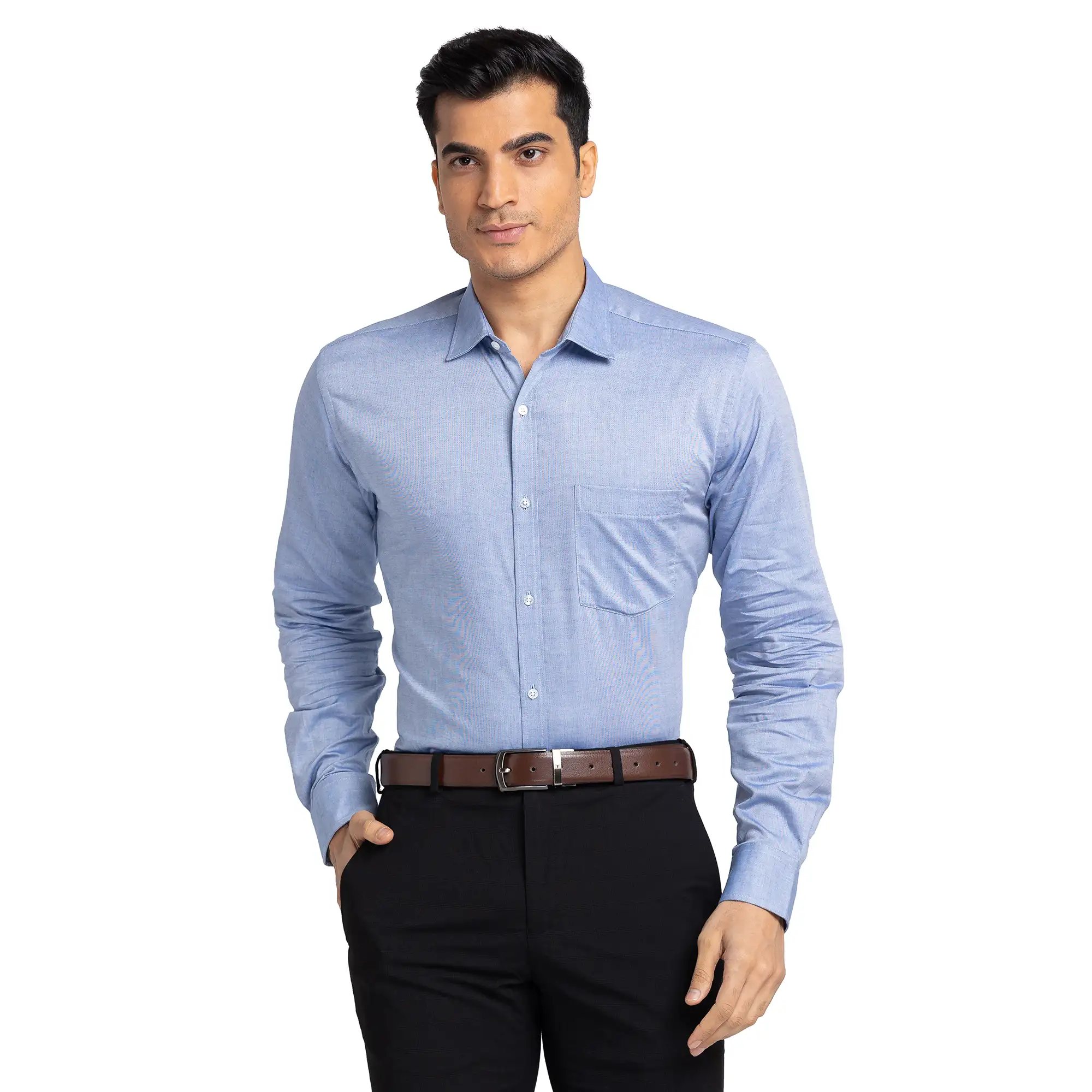 Men Blue Slim Fit Fil-A-Fil Cotton Shirts