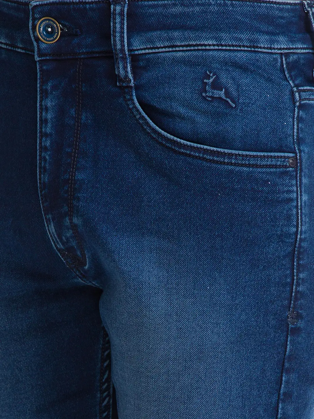 Men Blue Slim Fit Knitted Cotton Blend Jeans - Image 6