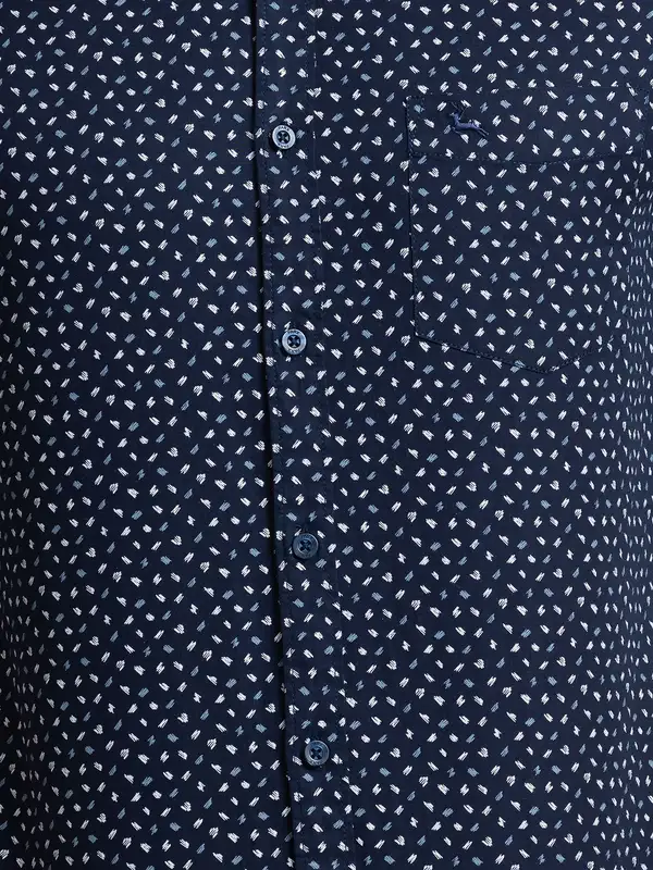 Men Blue Slim Fit Print Cotton Blend Full Sleeve Shirts - Image 7