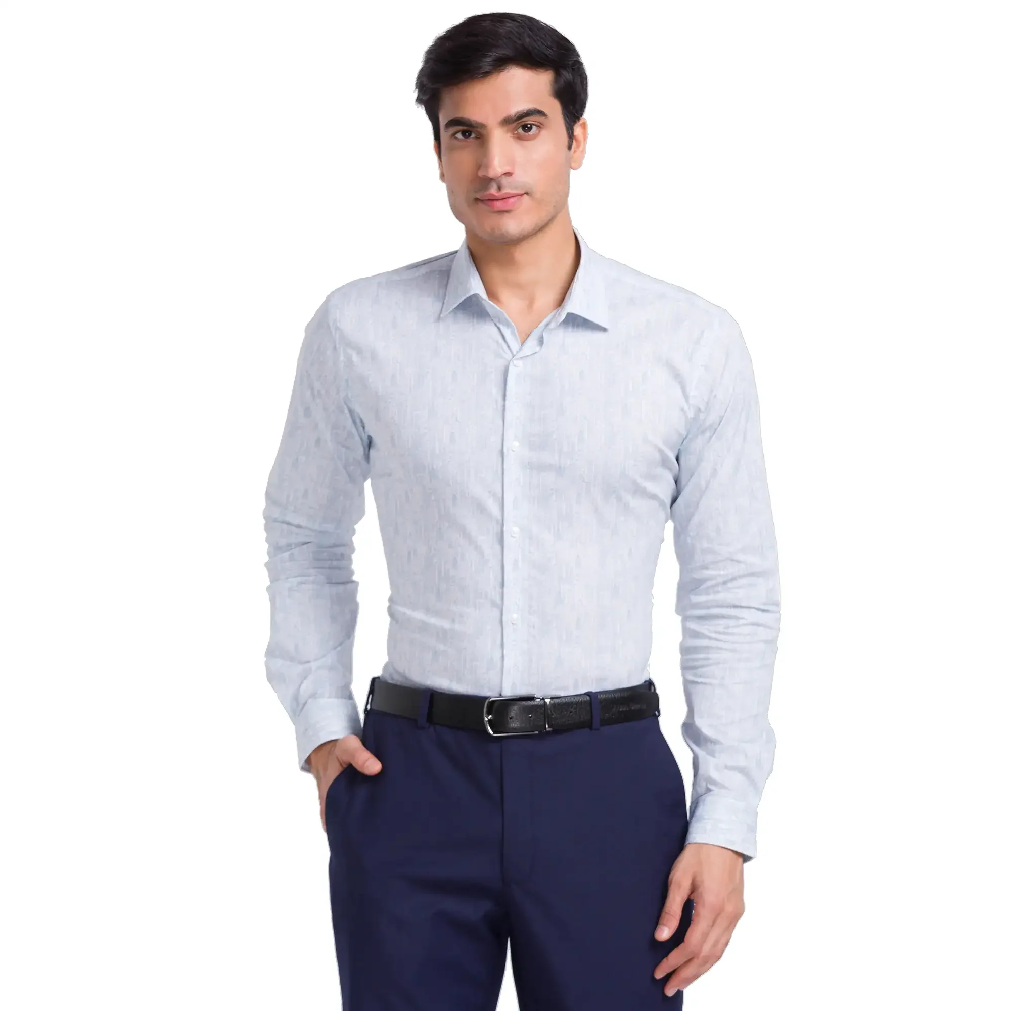 Men Blue Slim Fit Print Cotton Blend Shirts