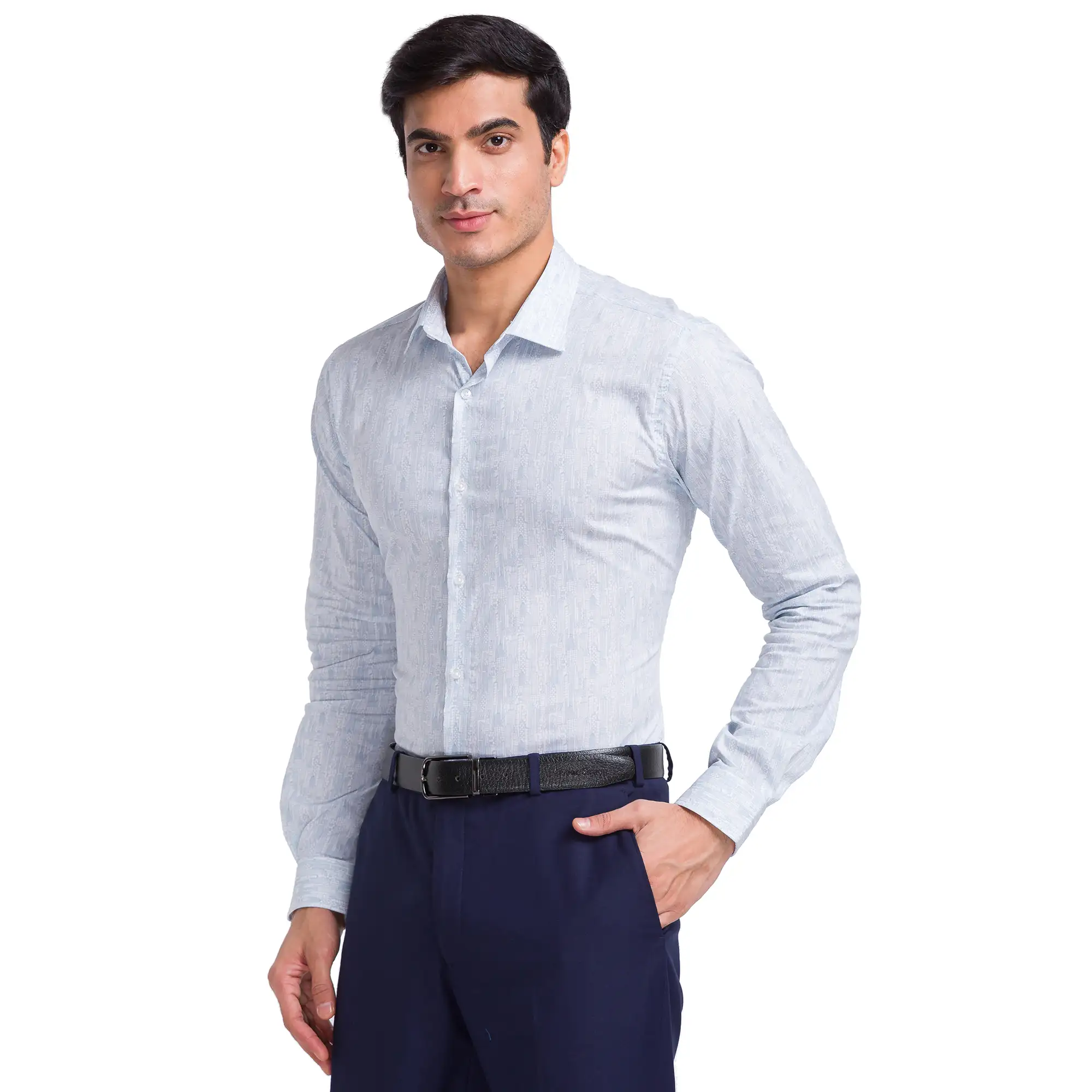 Men Blue Slim Fit Print Cotton Blend Shirts - Image 3
