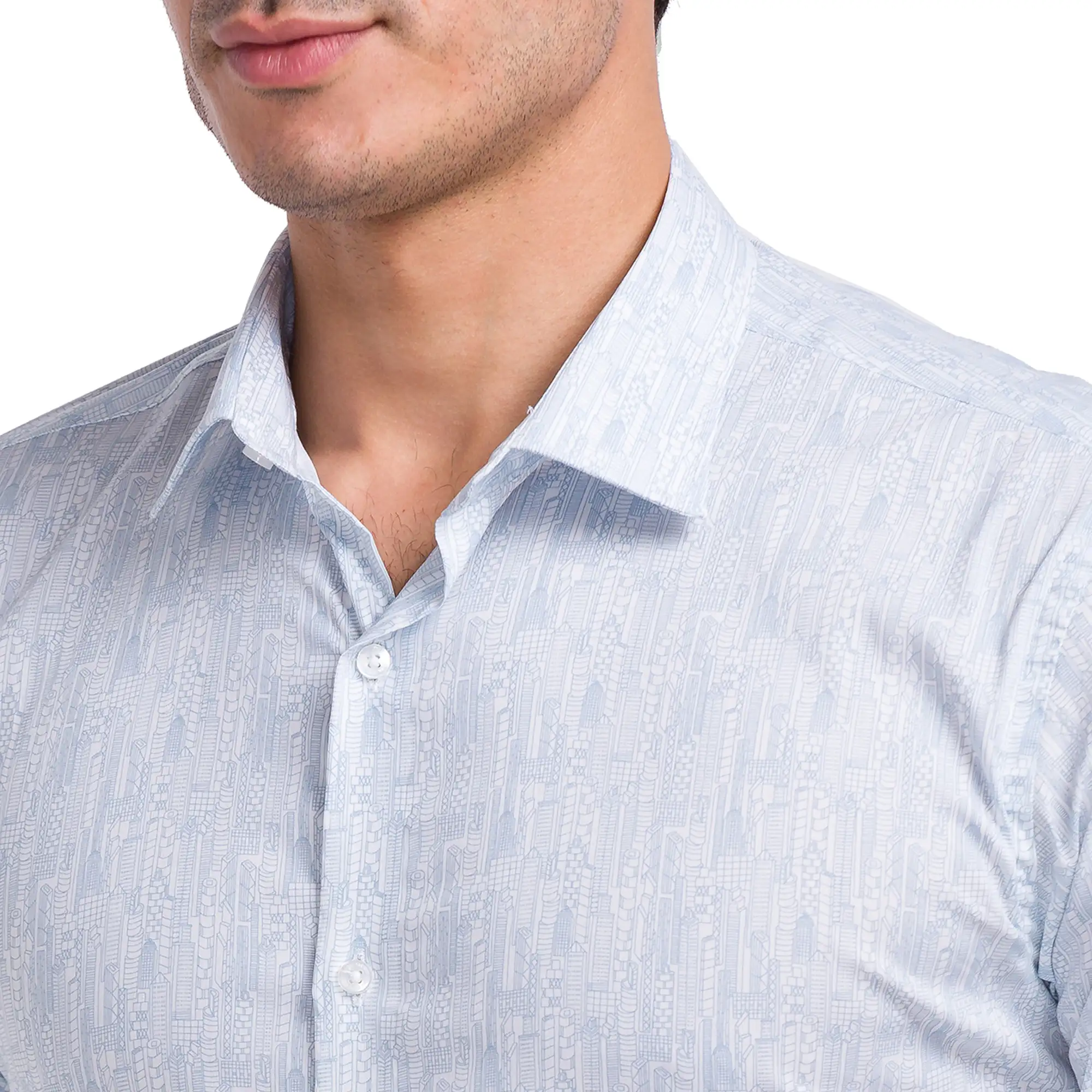 Men Blue Slim Fit Print Cotton Blend Shirts - Image 6