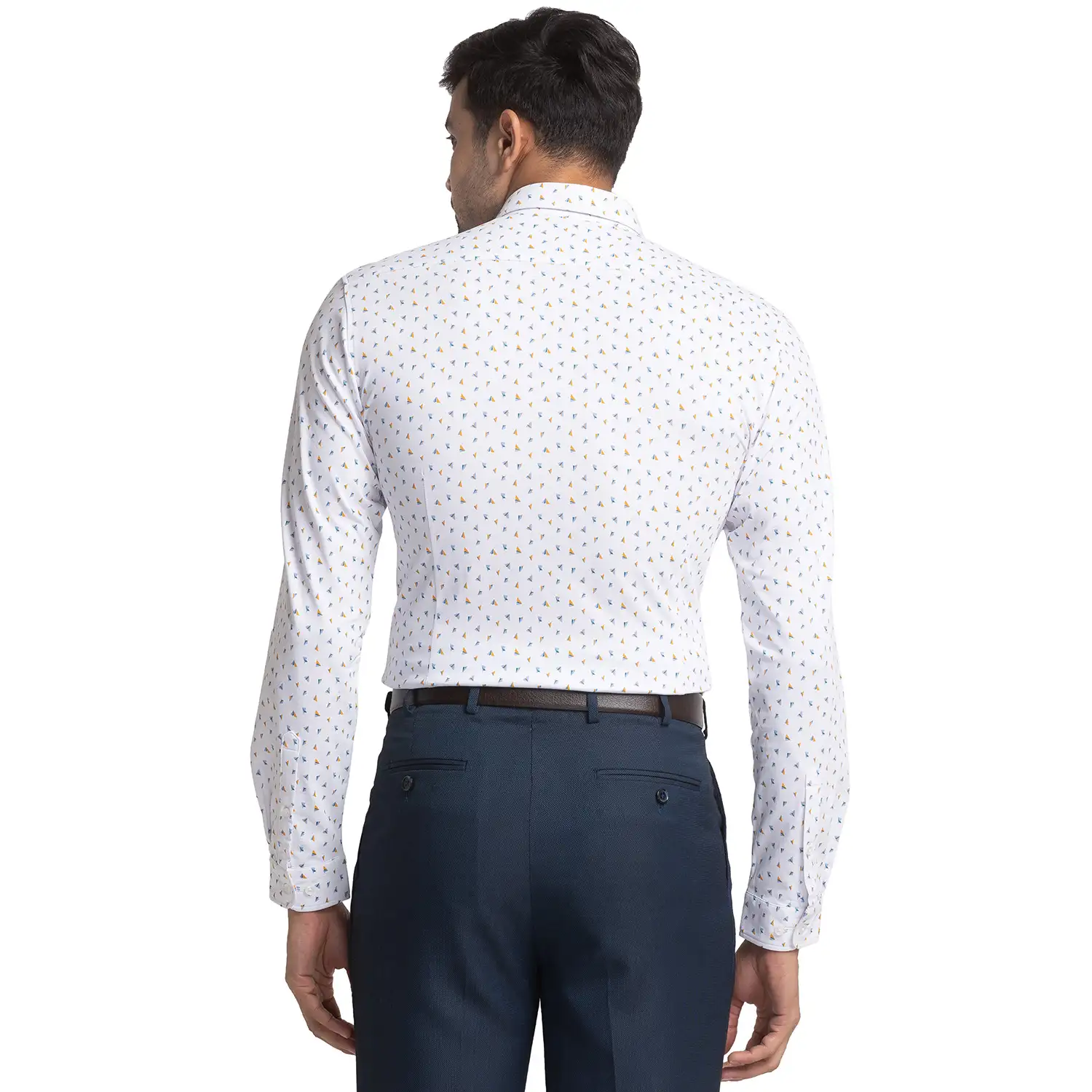 Park Avenue Men White Printed Slim Fit Cotton Blend Formal Shirt - Image 4