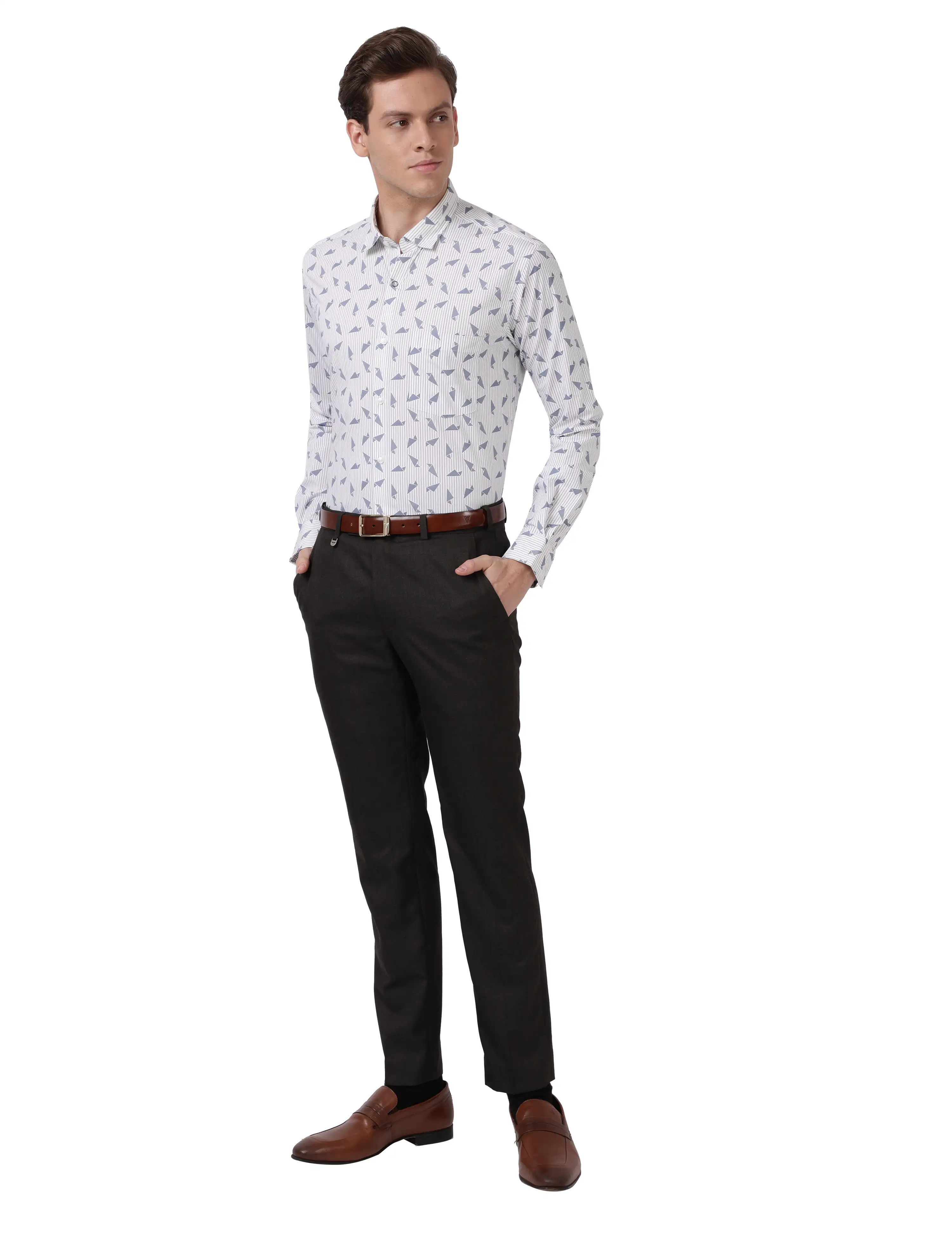 Men Blue Slim Fit Print Cotton Blend Shirts - Image 5