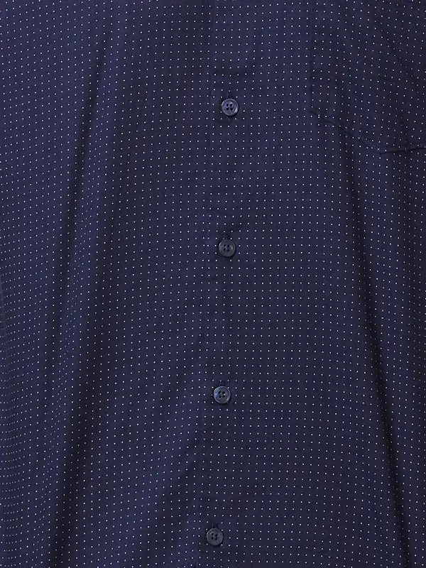 Men Blue Slim Fit Print Cotton Cut Away Collar Shirts - Image 8
