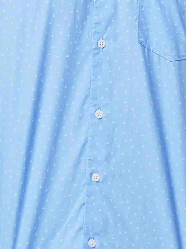 Men Blue Slim Fit Print Cotton Cut Away Collar Shirts - Image 7