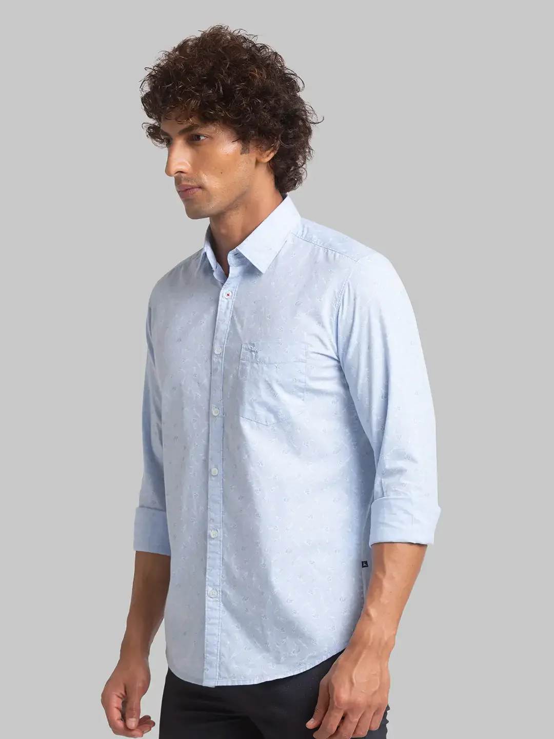 Men Blue Slim Fit Print Cotton Full Sleeve Shirts - Image 3