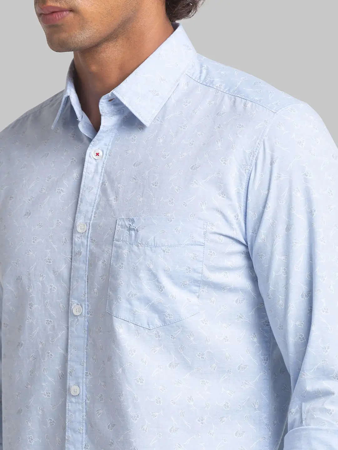 Men Blue Slim Fit Print Cotton Full Sleeve Shirts - Image 6
