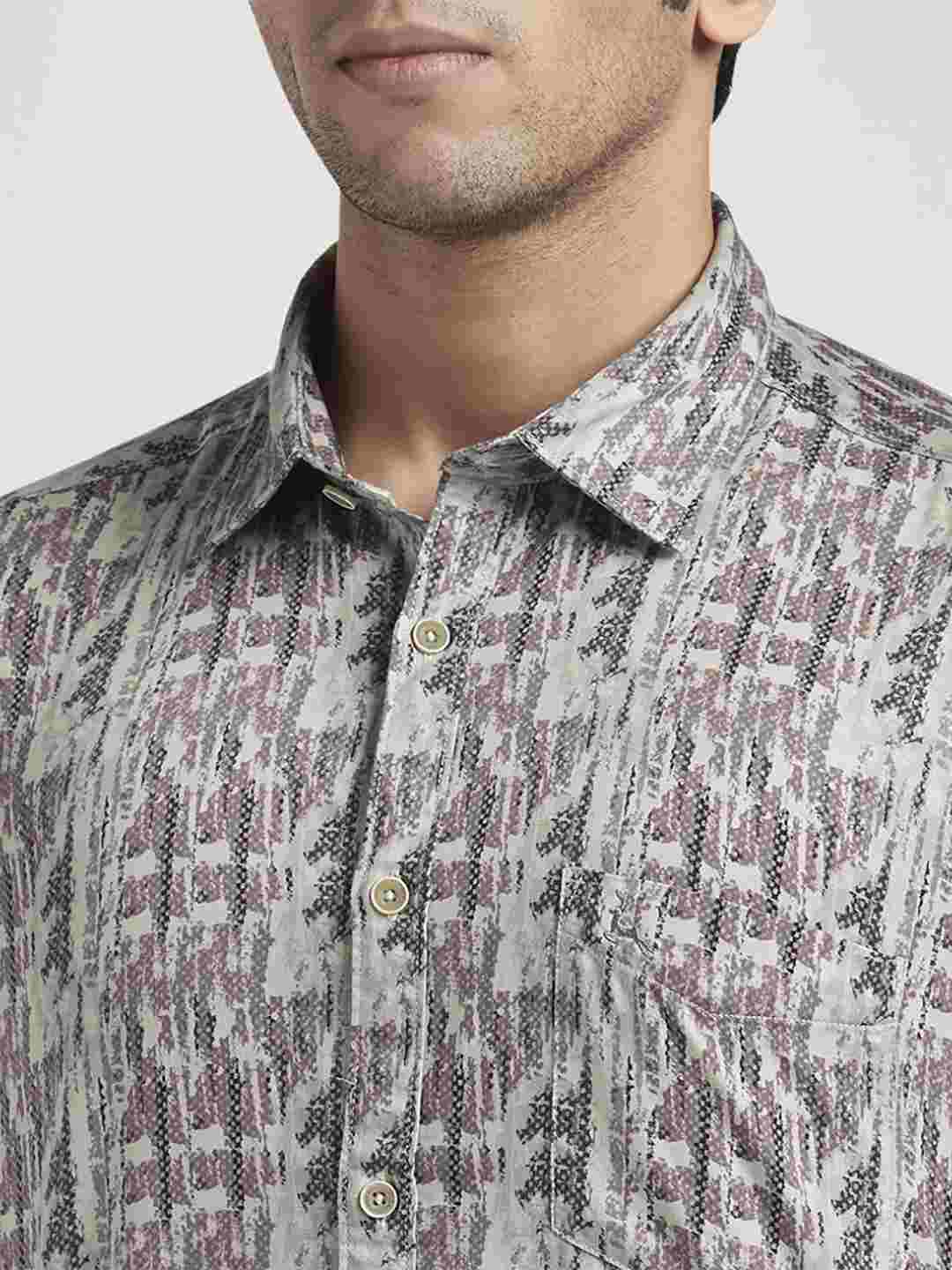 Men Blue Slim Fit Print Cotton Full Sleeve Shirts