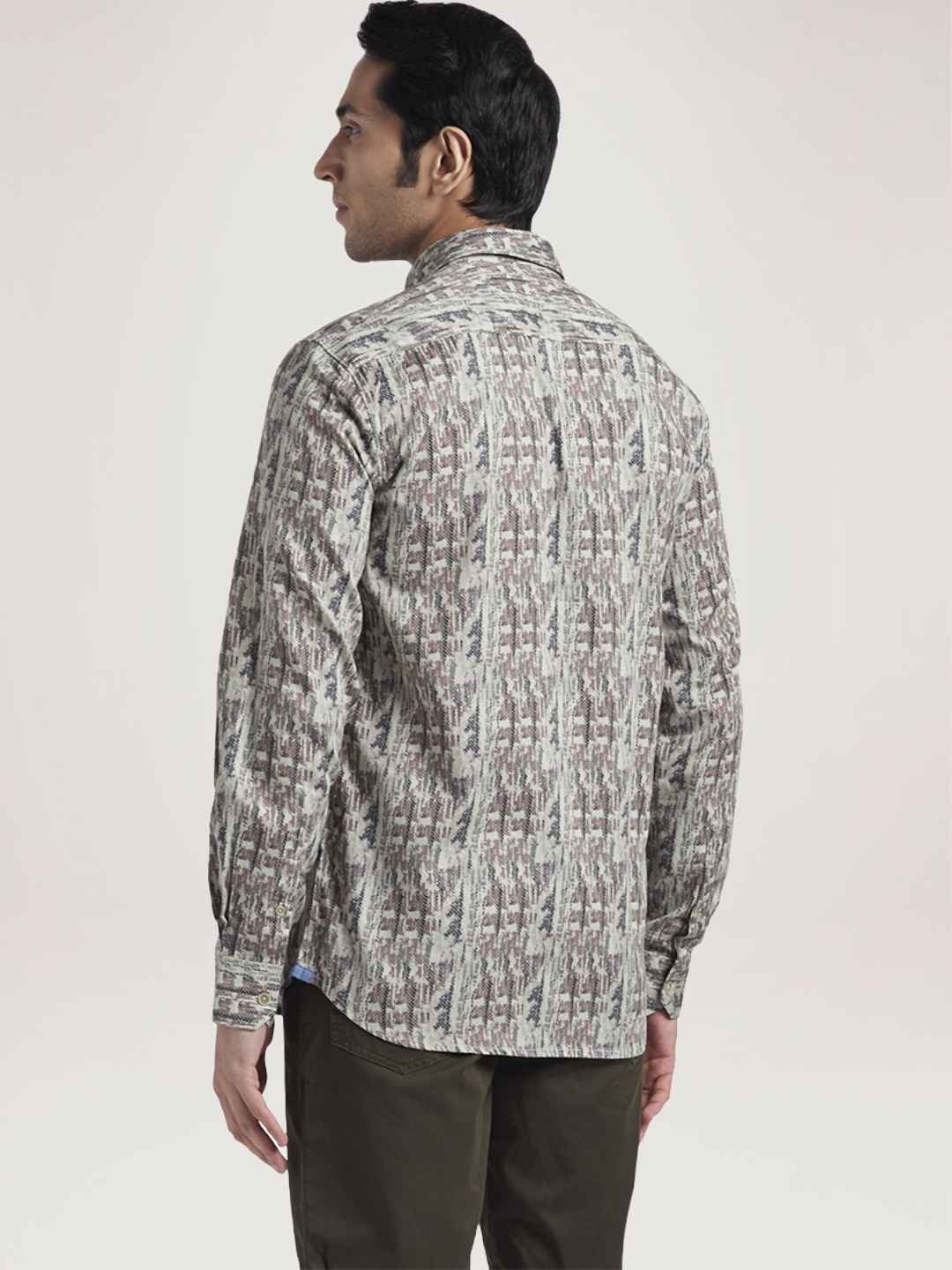 Men Blue Slim Fit Print Cotton Full Sleeve Shirts - Image 2