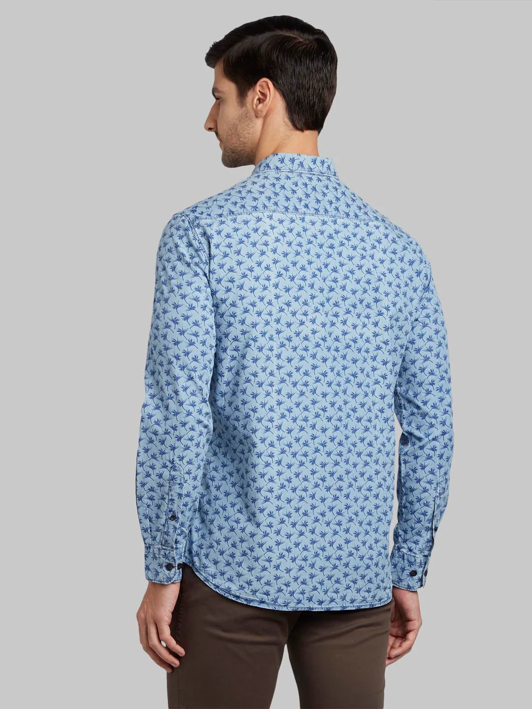 Men Blue Slim Fit Print Cotton Full Sleeve Shirts - Image 4
