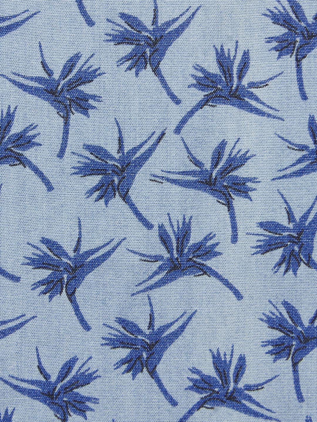 Men Blue Slim Fit Print Cotton Full Sleeve Shirts - Image 7