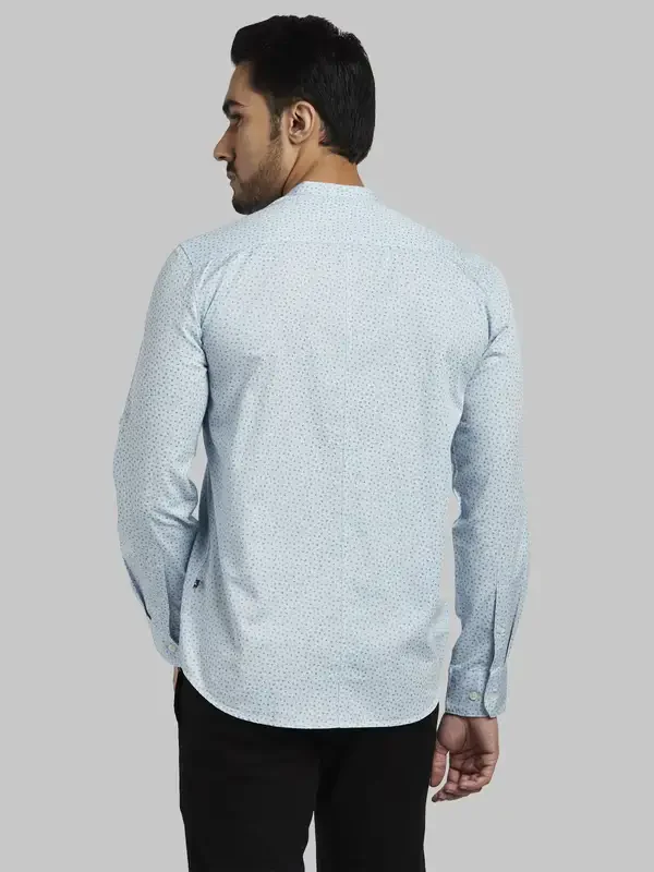Men Blue Slim Fit Print Cotton Full Sleeve Shirts - Image 4