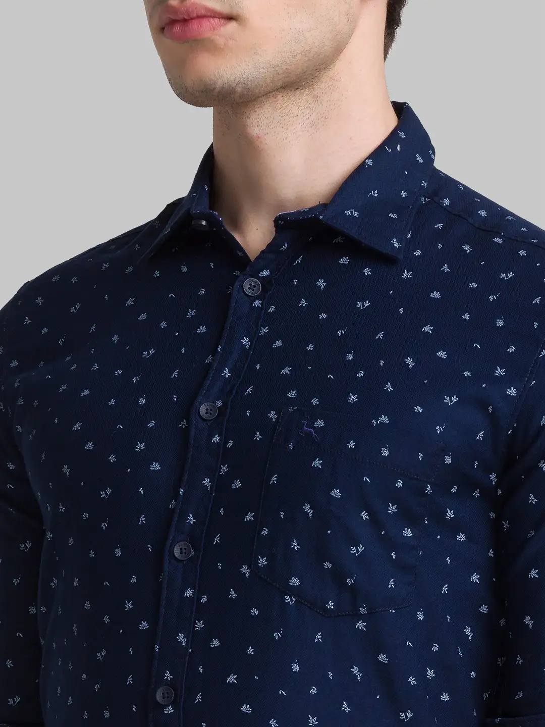 Men Blue Slim Fit Print Cotton Full Sleeve Shirts - Image 6