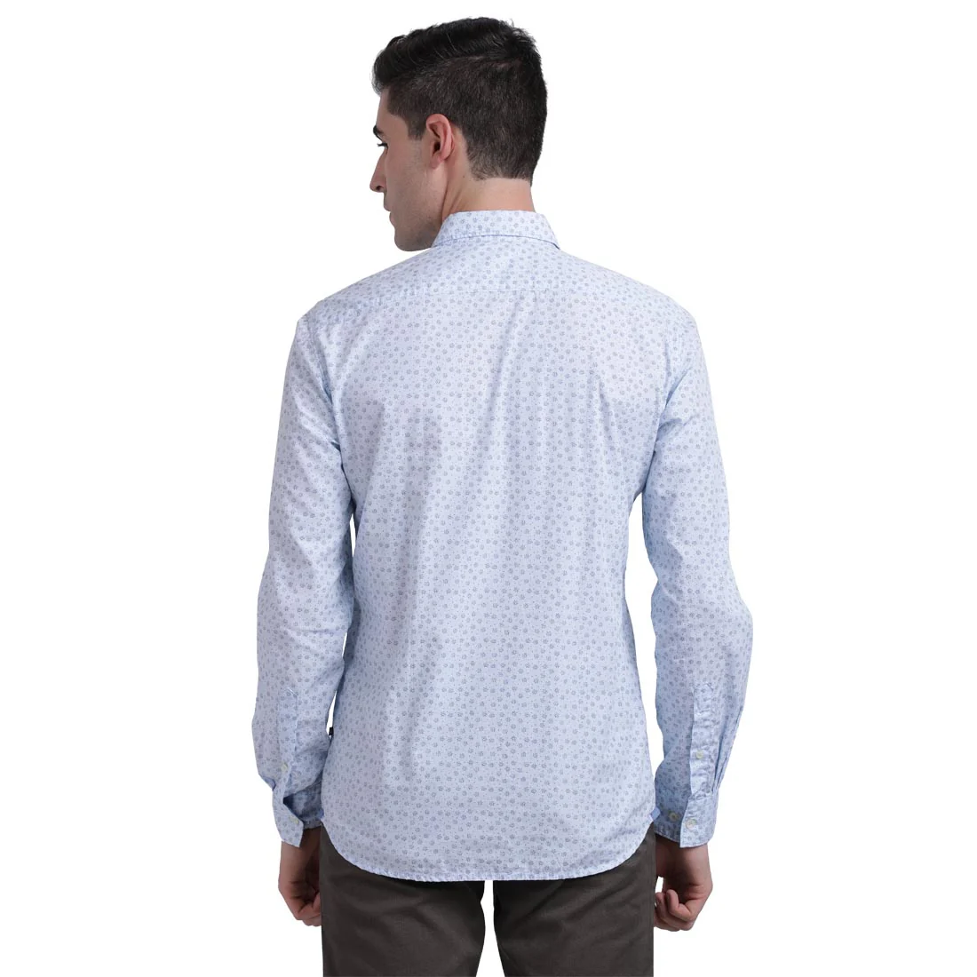 Men Blue Slim Fit Print Cotton Full Sleeve Shirts - Image 4