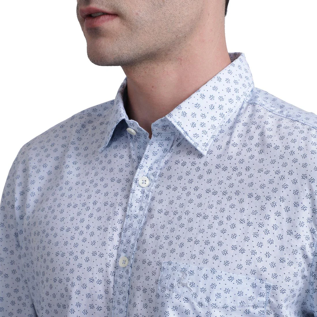 Men Blue Slim Fit Print Cotton Full Sleeve Shirts - Image 6