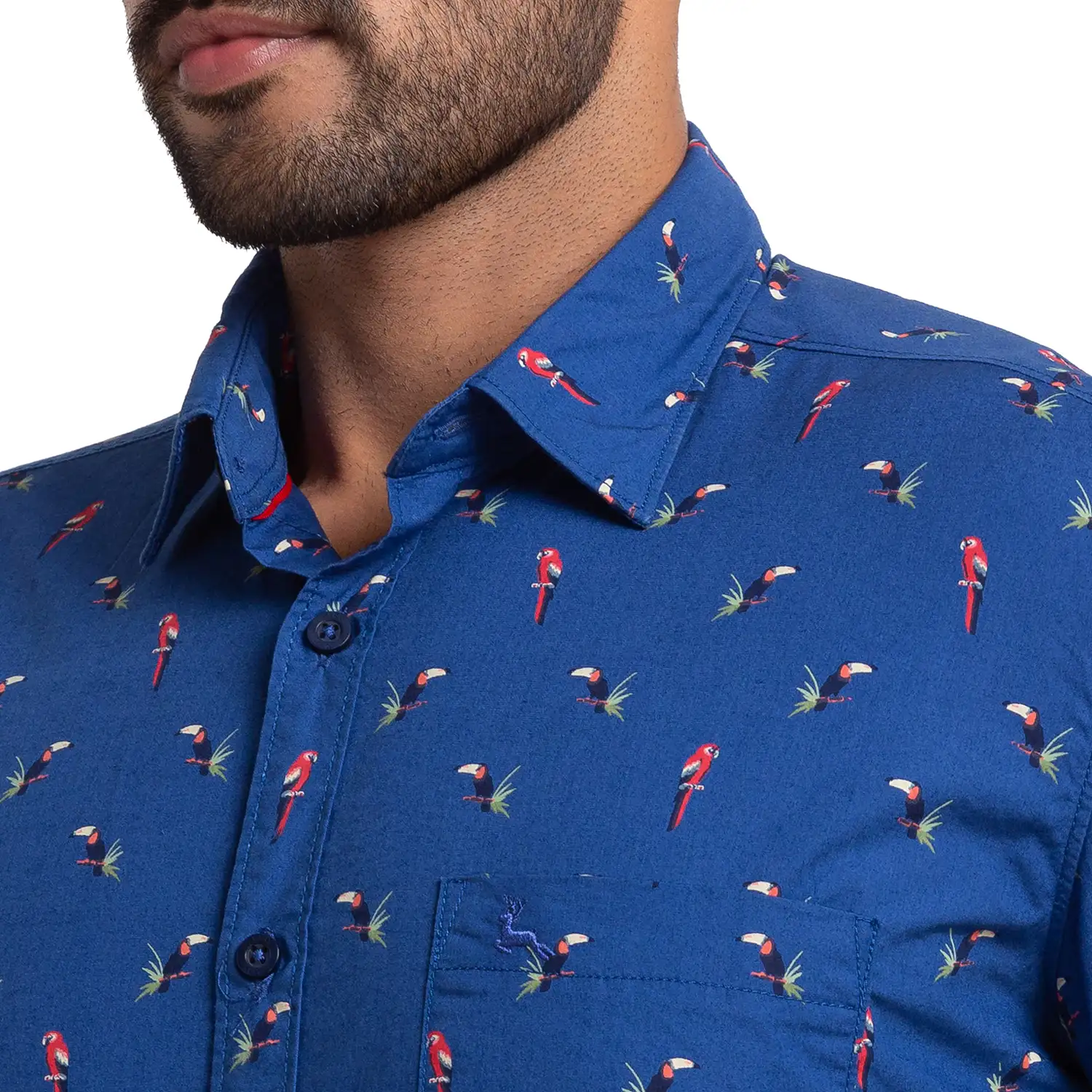 Men Blue Slim Fit Print Cotton Full Sleeve Shirts - Image 6