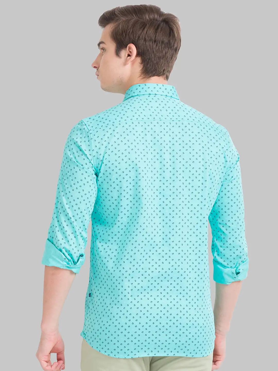 Parx Men Green Printed Slim Fit Cotton Casual Shirt - Image 4