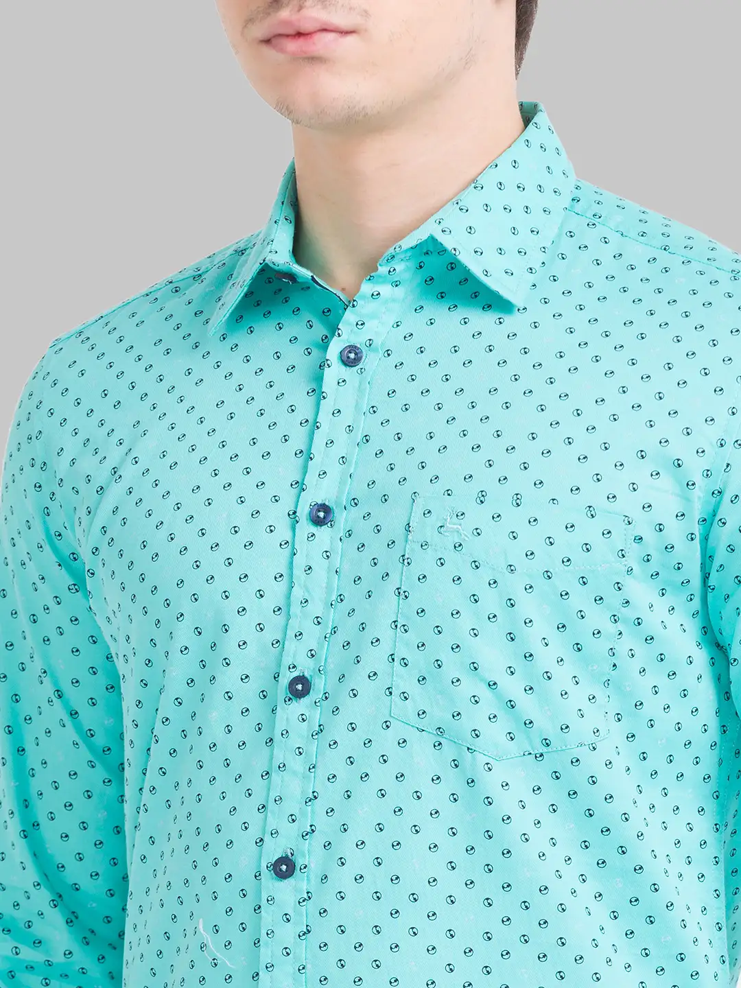 Parx Men Green Printed Slim Fit Cotton Casual Shirt - Image 6