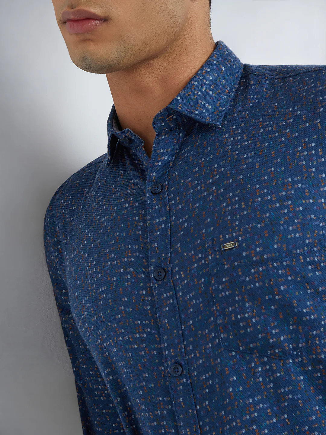Men Blue Slim Fit Print Cotton Full Sleeve Shirts - Image 5