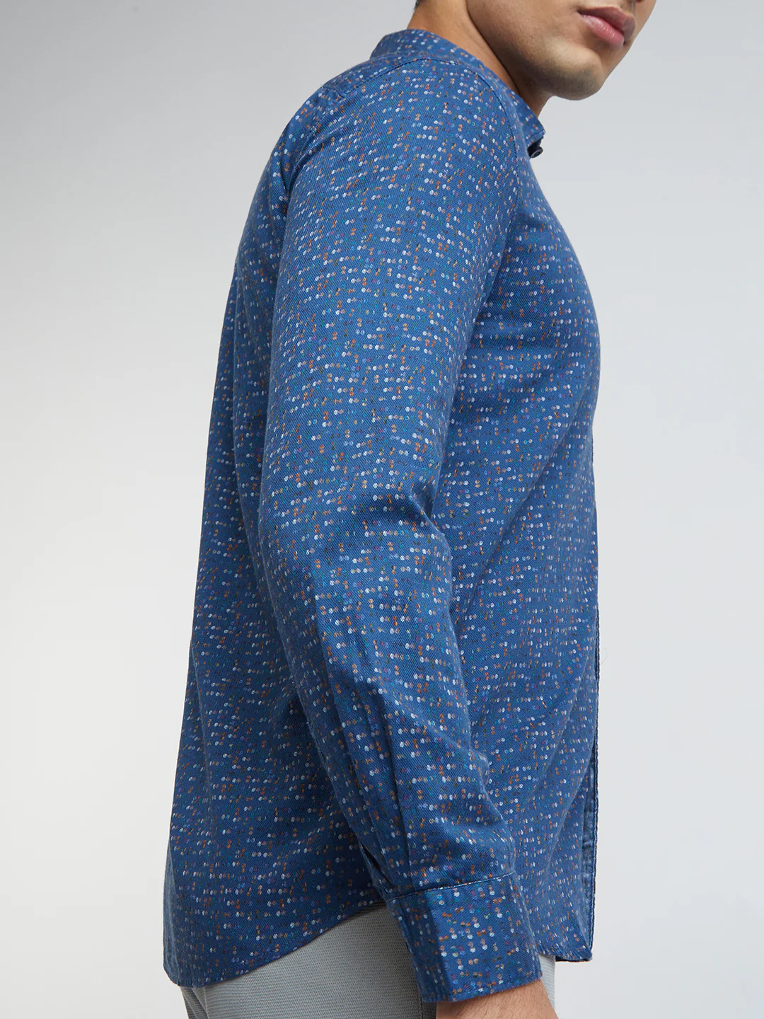 Men Blue Slim Fit Print Cotton Full Sleeve Shirts - Image 6