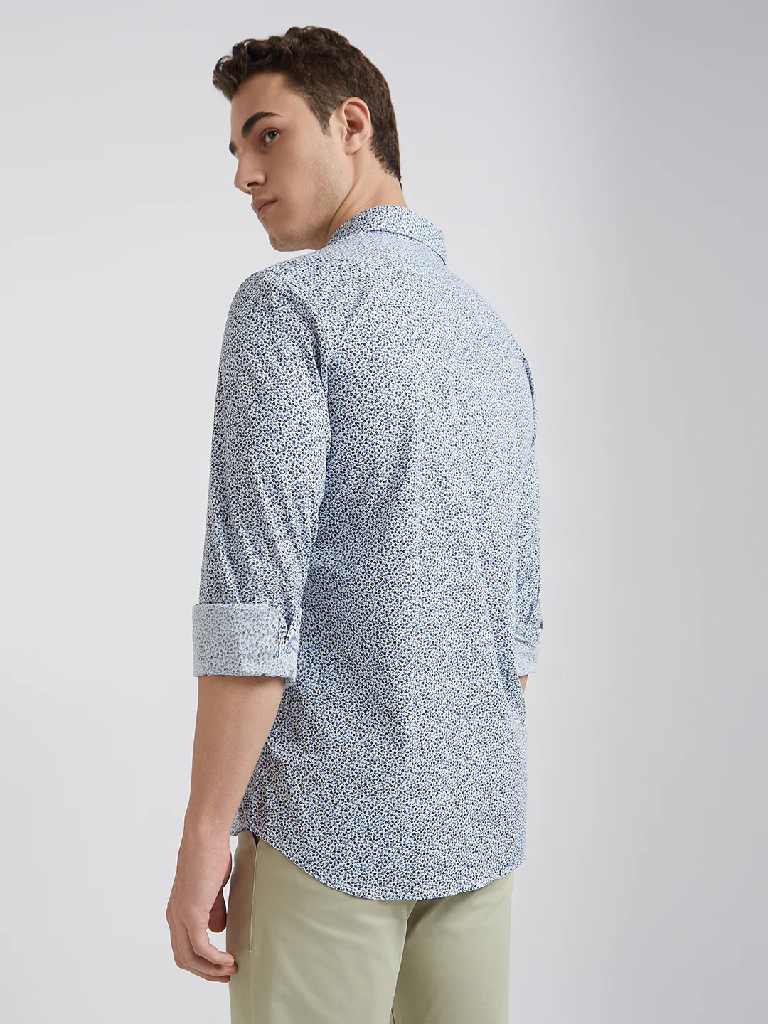 Men Blue Slim Fit Print Cotton Full Sleeve Shirts - Image 4