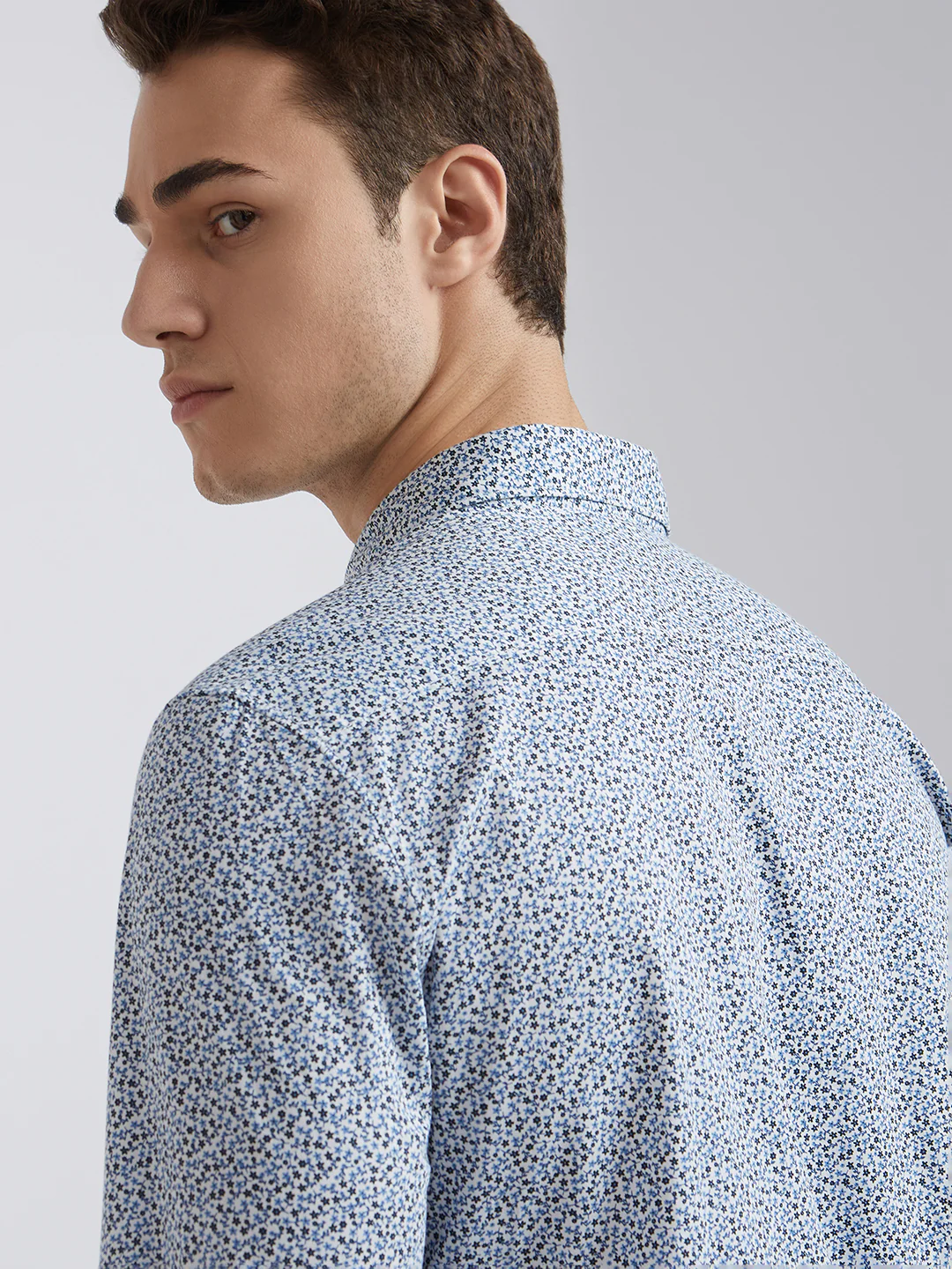 Men Blue Slim Fit Print Cotton Full Sleeve Shirts - Image 6