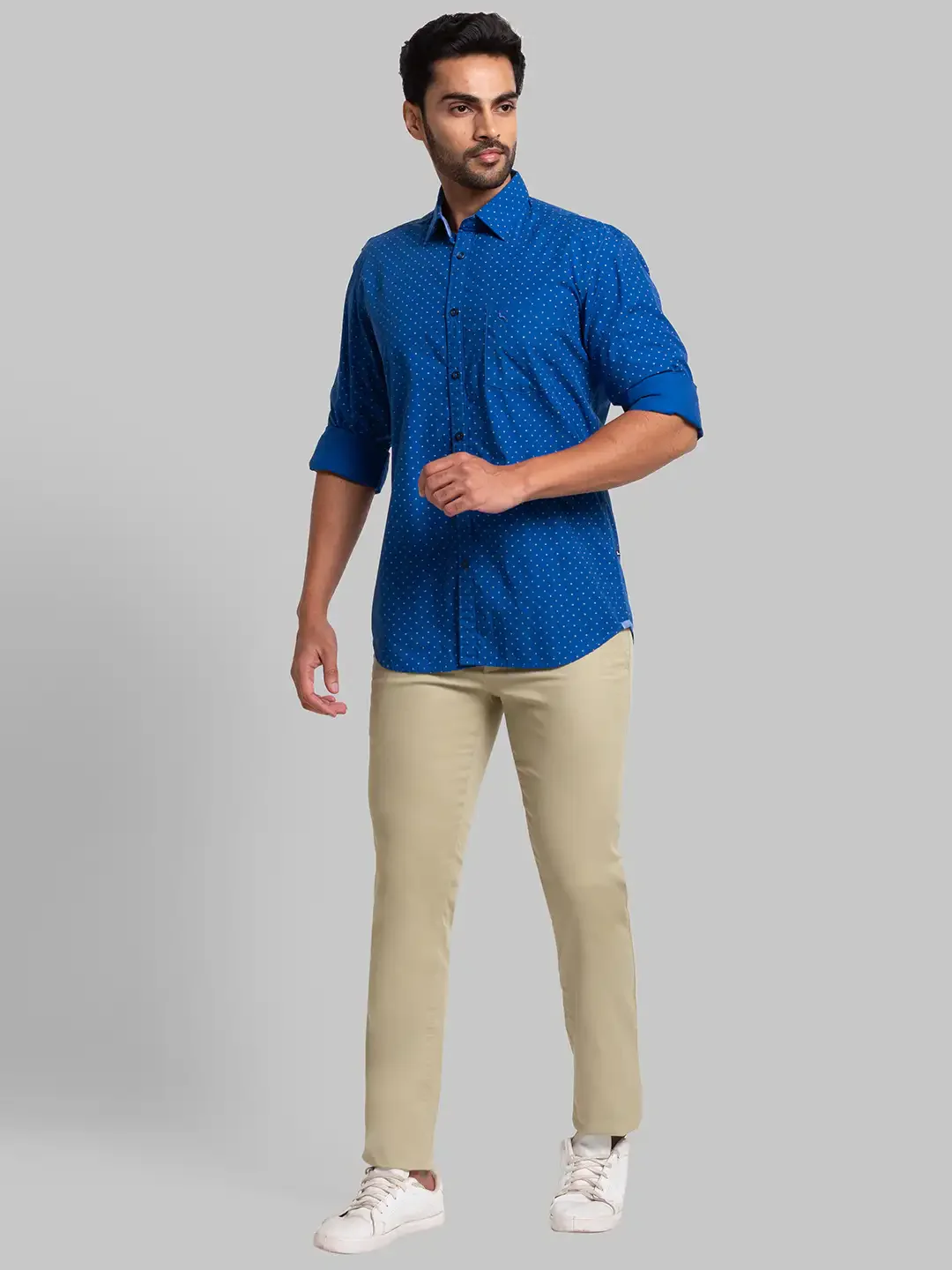 Men Blue Slim Fit Print Cotton Full Sleeve Shirts - Image 5