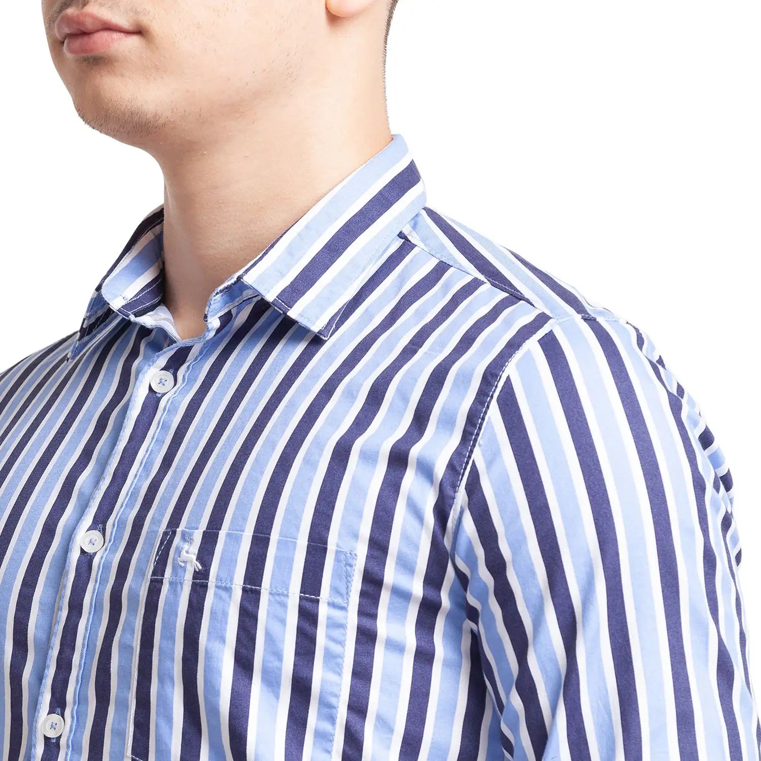 Men Blue Slim Fit Print Cotton Full Sleeve Shirts - Image 6