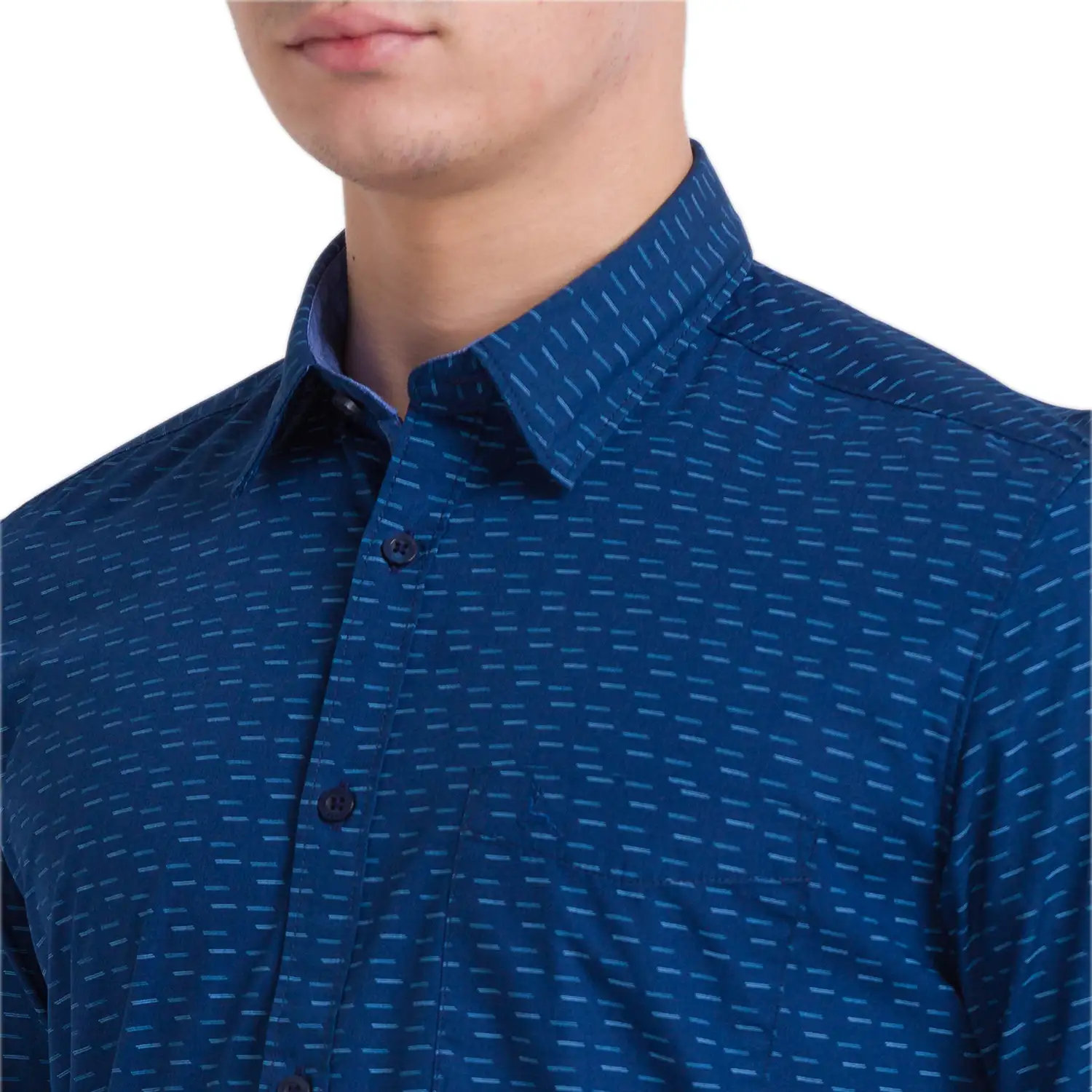 Men Blue Slim Fit Print Cotton Full Sleeve Shirts - Image 6