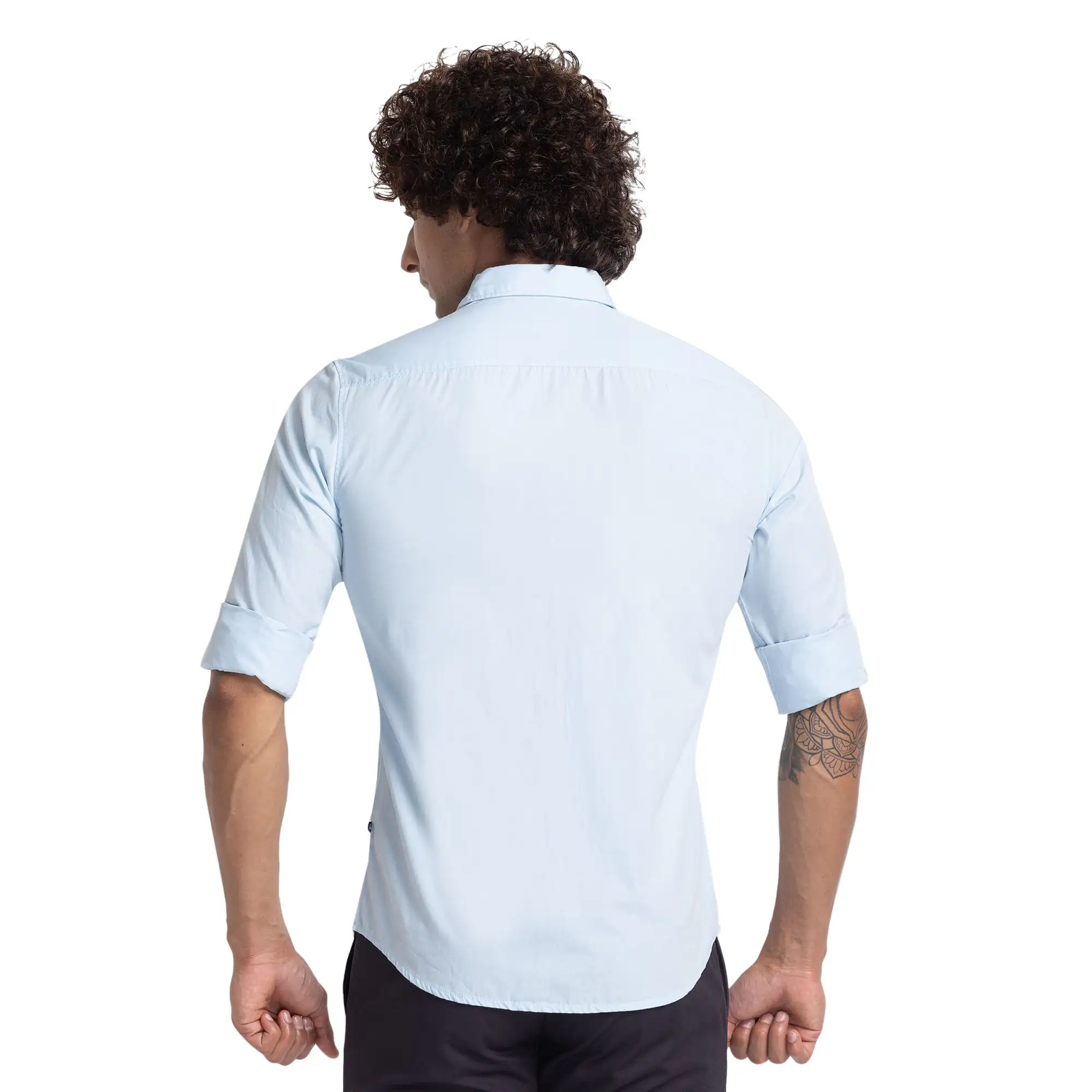 Men Blue Slim Fit Print Cotton Full Sleeve Shirts - Image 4